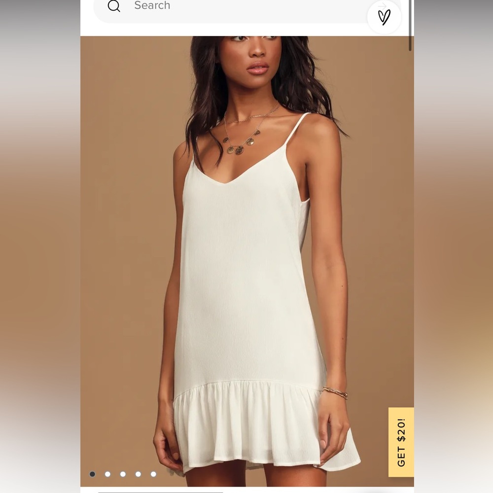 Lulus ruffled shift dress white